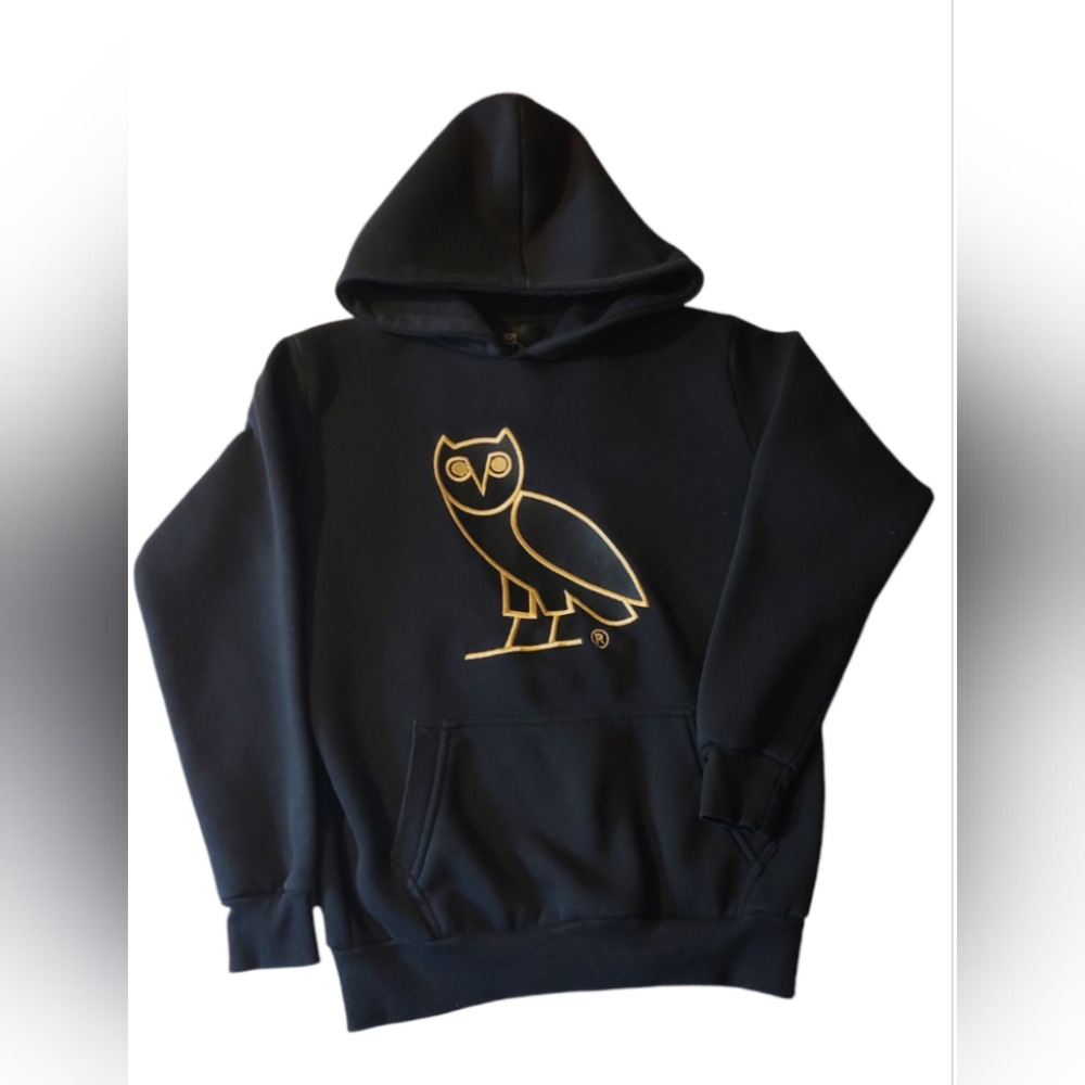 OVO Men's Size Large Hoodie Sweatshirt with Hood Gold Owl Embroidery